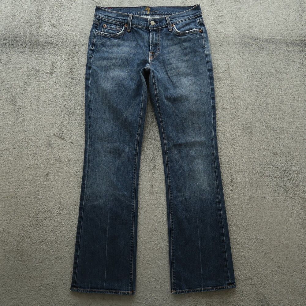7 For All Mankind Jeans Womens 28 Low-Rise Bootcut Denim 31.5" Inseam Distressed